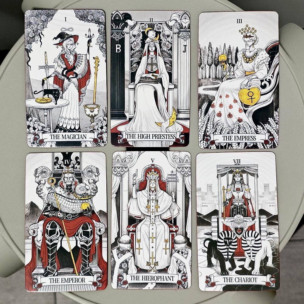 10.3*6cm Secret Mirror Tarot Deck 78 Pcs Rider Tarot Cards with Red Gilded Edges Guidebook