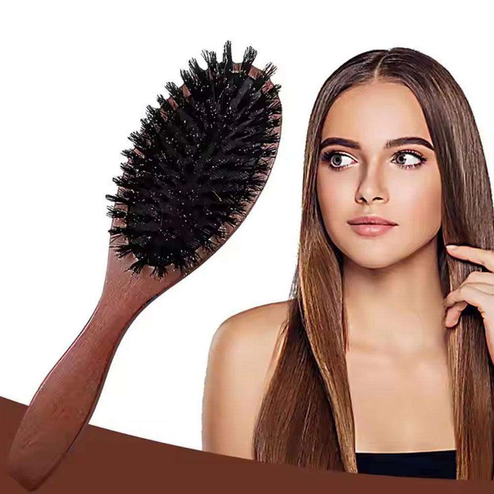 1/2PCS Brand-new Natural Boar Bristle Brush Comb Anti-Static Oval Hairdressing Hair Styly Comb Wood Woman Hairbrush