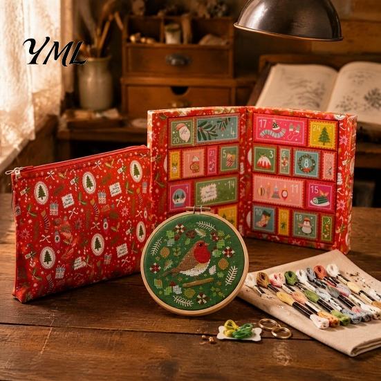Christmas Cross Stitch Starter Set Advent Calendar, 24 Days Countdown Calendar Embroidery Kit, Box DIY Hand Art Craft Holiday Gifts for Lovers