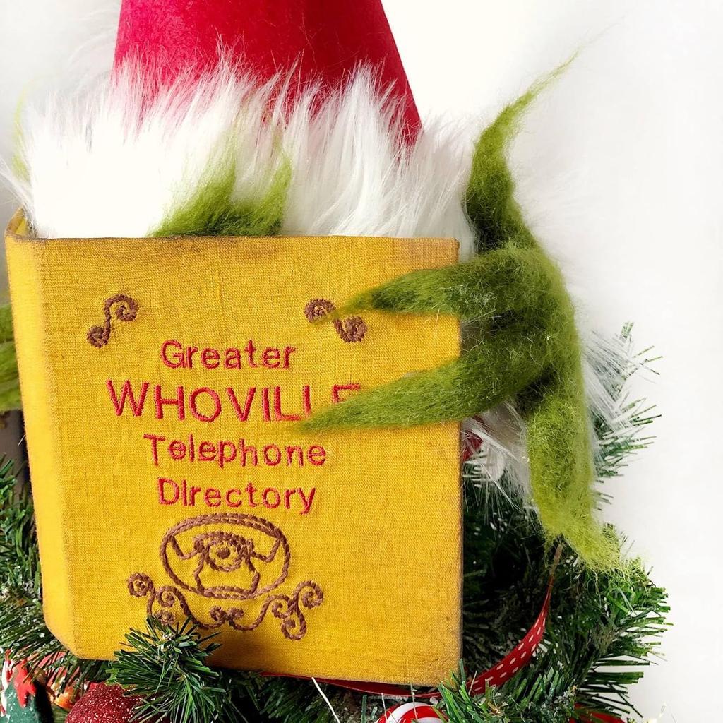 Christmas Tree Topper Classic Green Monster Hiding Behind Book Treetop Decoration for Christmas Tree Decorations Xmas Holiday Party Favor (Tree
