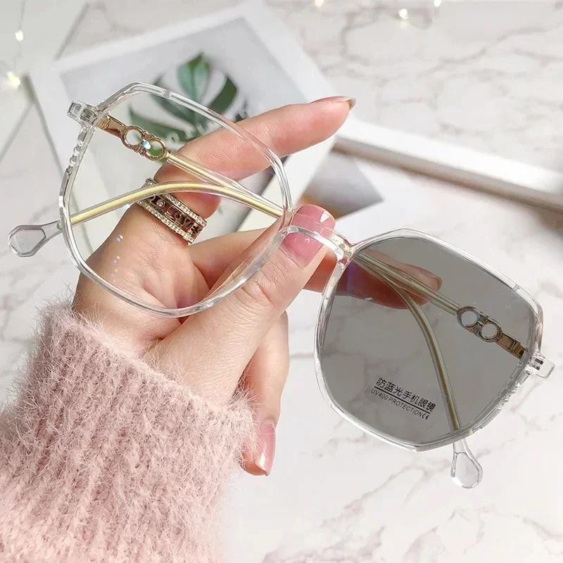 Blue Light Blocking Pochromic Myopia Glasses Vintage Women Men Outdoor Sunglasses Finished Optical Short-sight Goggle Diopter