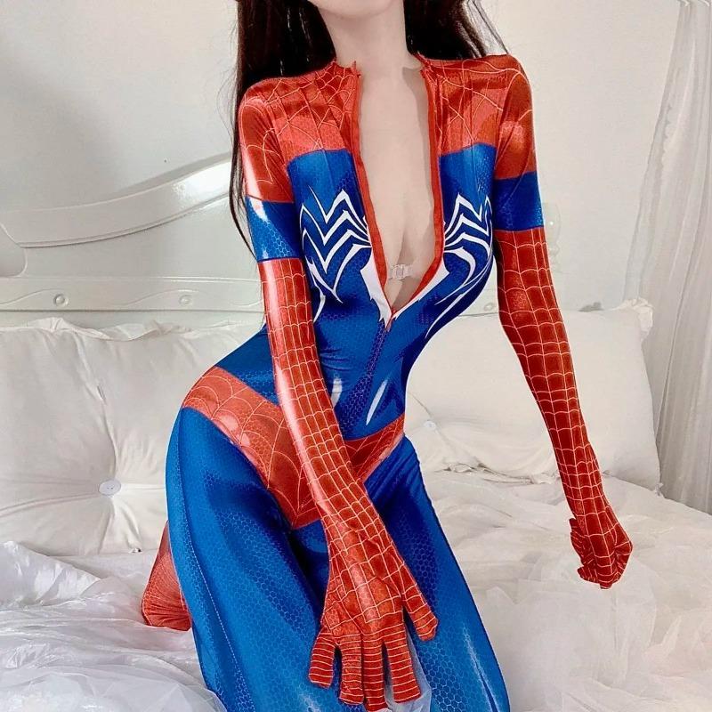 Cosplay Sexy Zentai Oblek Žena Kombinéza Superhrdina Zentai Kostým Rozkrokový Body Oblečení Kočičí oblek Wetlook Fetiš