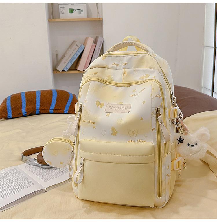 Schoolbag New Japanese Ins High Value Fresh Sweet Cute Butterfly Graffiti Backpack Junior High School Students Lightweight Backpack