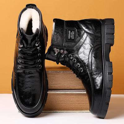 2024 Winter neue Herren High-Top Baumwollschuhe Herren Samt Thermo Baumwolle Lederschuhe Martin Stiefel dicksohlige Schneestiefel 2188