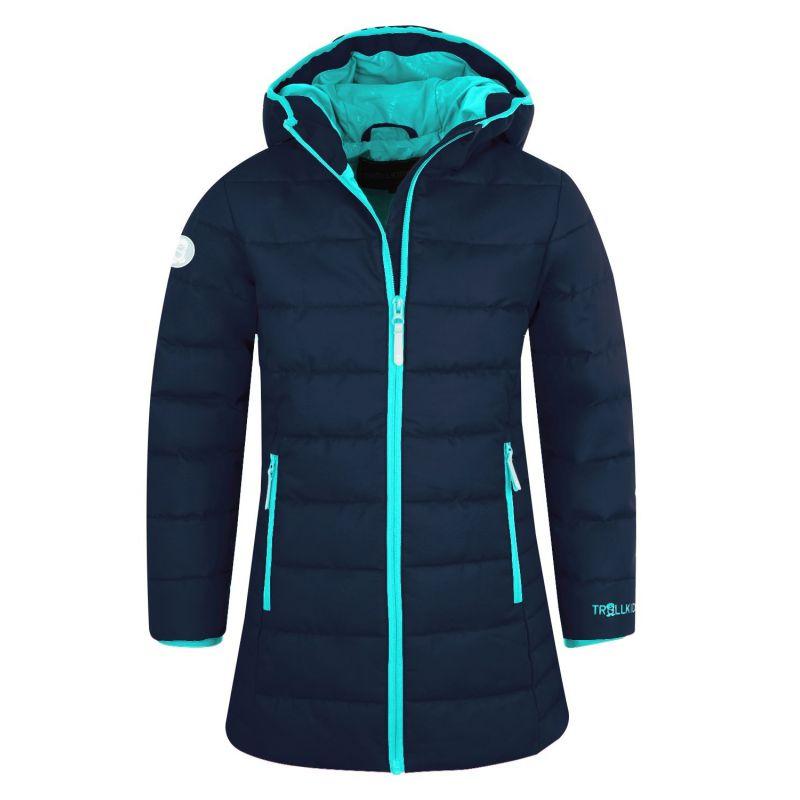 Trollkids Stavanger Coat Jr Down Coat 200g Insulation Blue/Green