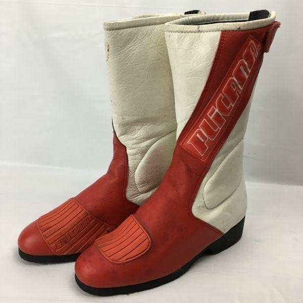 PLICANA Stivali da Moto Retro Vintage da Guida Touring Bianco×Rosso taglia 22.5-23.0(USATO)