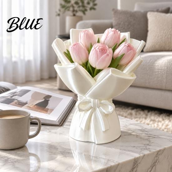 Flat Bottom Vase 3D Printed Bouquet Wrapping Vase Wrapped Style Flower Indooe Holder Home Arrangement Accessory for Desk Decor Aesthetic