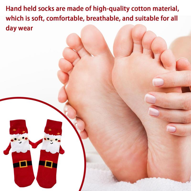 Holding Hands Socks Elastic Magnet Hand Socks Cartoon Comfortable Cotton Mid-calf Socks Funny Gift For New Year Christmas
