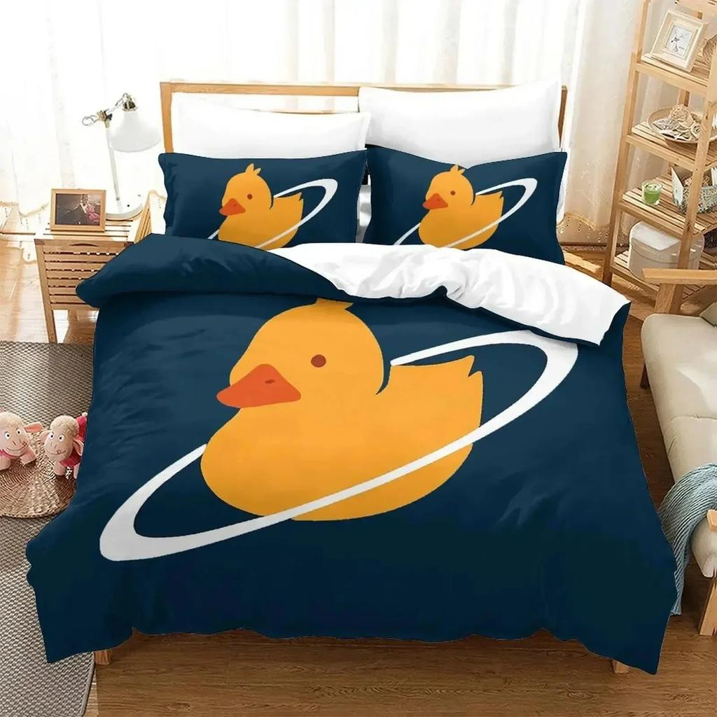 3D Cartoon Quackity Duck Bedding Set Duvet Cover Bed Set Quilt Cover Pillowcase Comforter King Queen Size Boys Adult Bedding Set