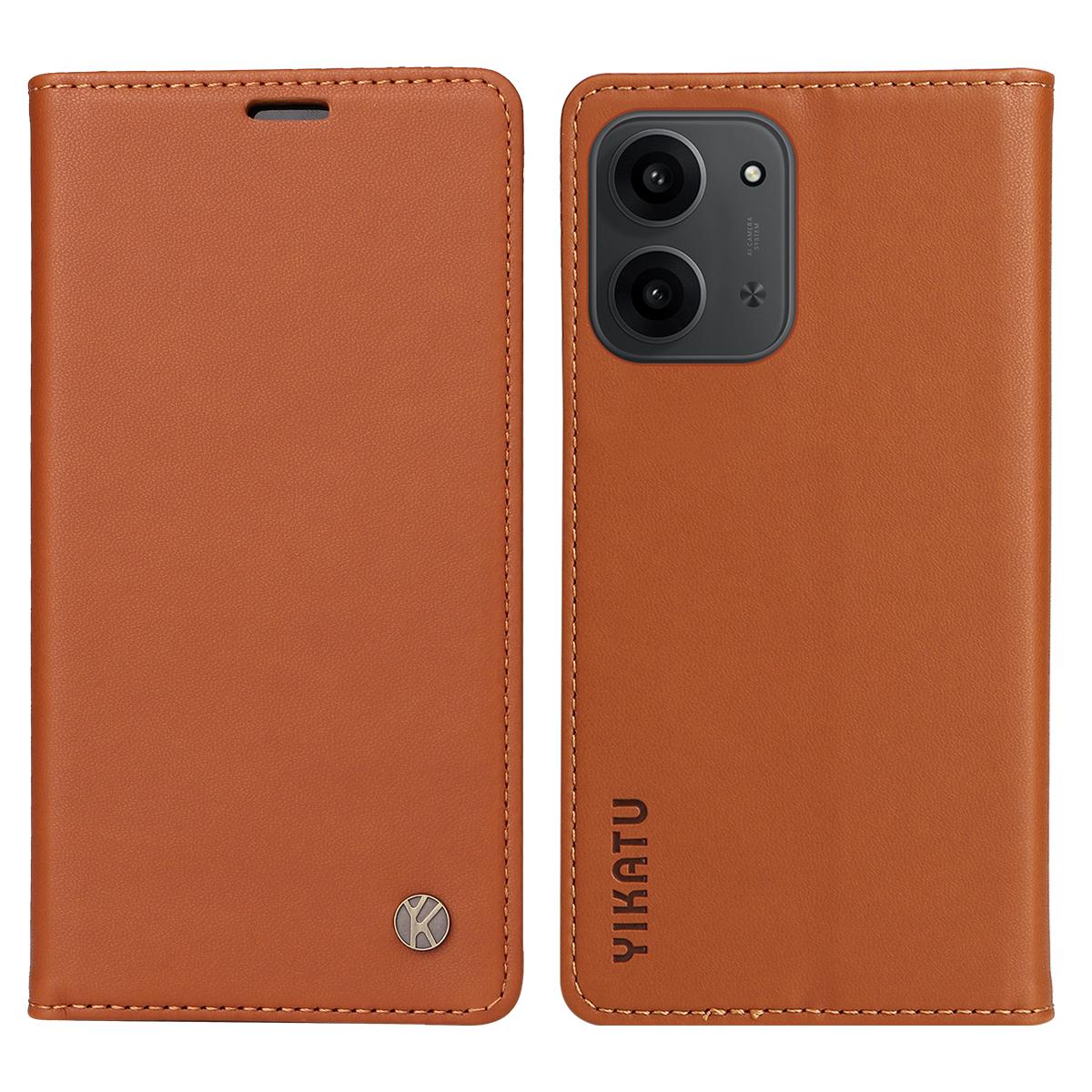 

Для Xiaomi Redmi 15C 4G (173мм) Чехлы для телефонов YIKATU Магнитная застежка PU кожа Мобильный чехол Brown