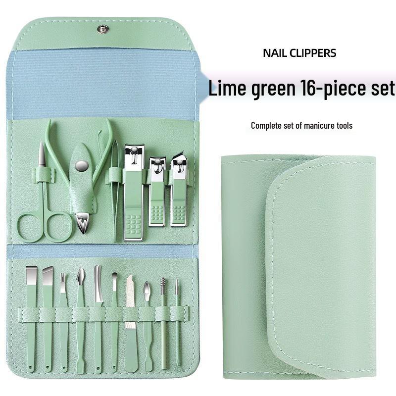 16-Piece German Manicure Set: Nail Clippers, Ear Pick, Cuticle Scissors & More