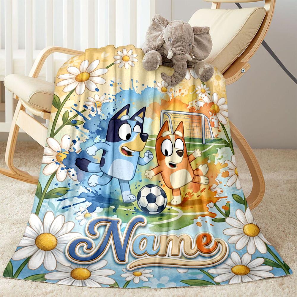 Bluey Soccer Adventure Personalized Name Blanket Throw Personalized Blanket Comfortable for Office Chair Picnics Chair Office for All Occasions
