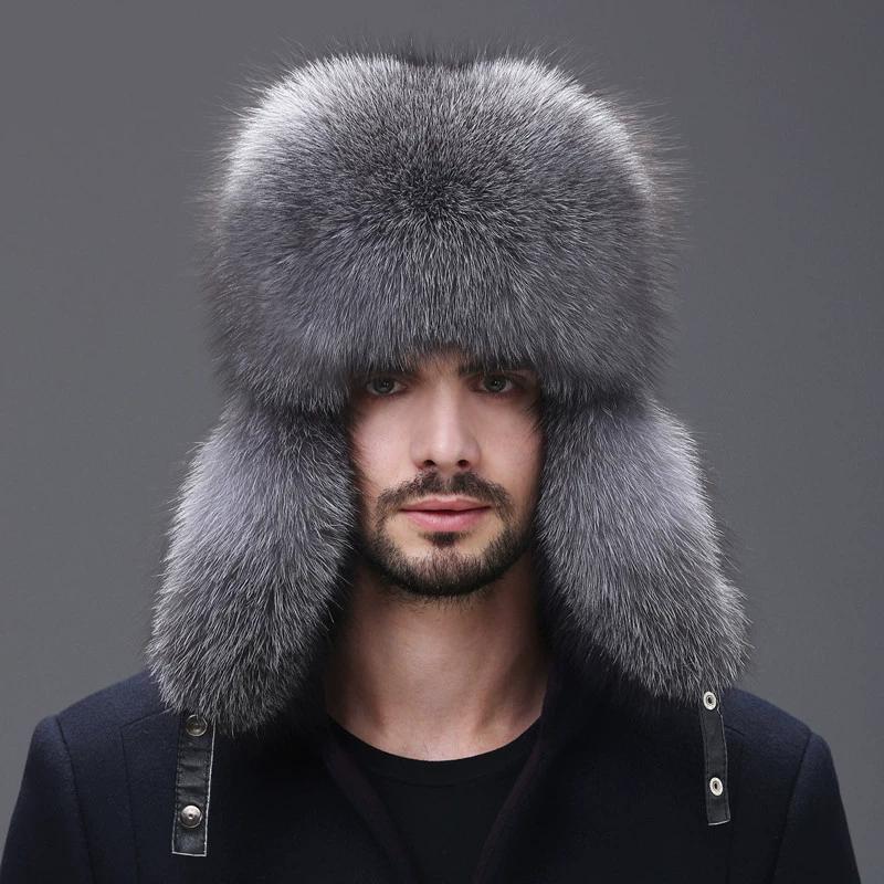 Fox Hair Lei Feng Hat Men's Raccoon Hair Northeast Winter Middle-aged and Elderly Warm Fur Leather Cotton Hat Men's Winter
