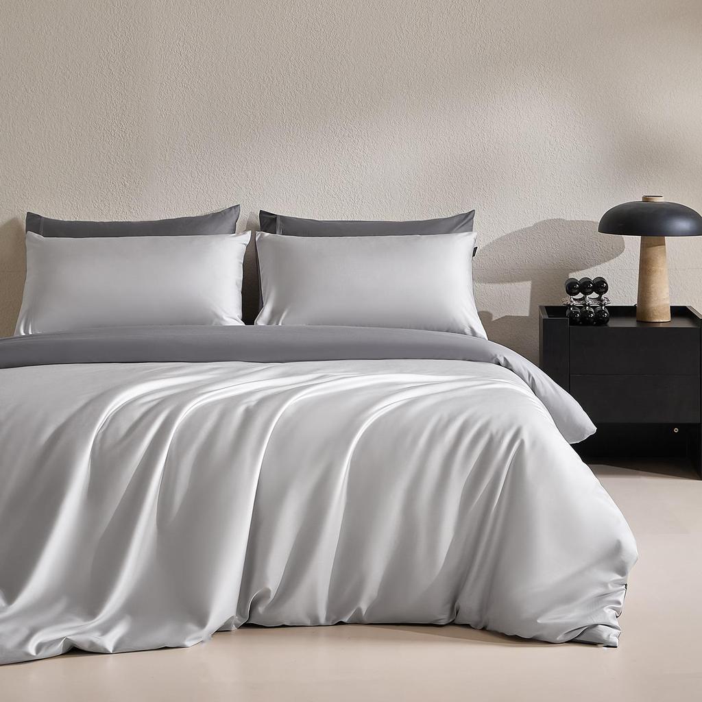 50s Double-Strand Xinjiang Long-Staple Cotton Sateen Solid Color Luxury Bedding Set (4-Piece)