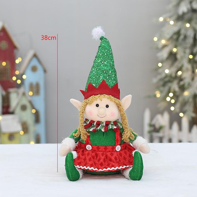 Christmas Fabric Lying Telescopic Sleigh Elf Doll Christmas Party Gift Decorative Supplies Ornaments