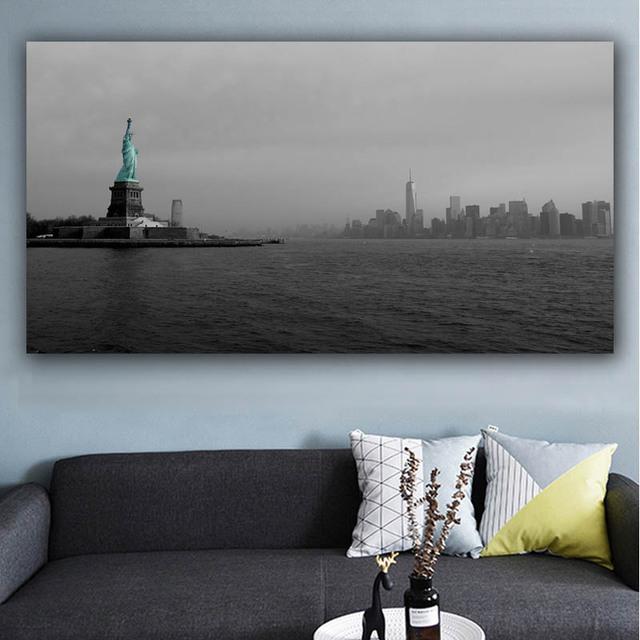 

НАДЕЖНОЕ ИСКУССТВО, настенное искусство, небоскреб, Манхэттен, США, Нью-Йорк, залив, статуя Свободы, постеры и принты, холст, картина Куадрос 60cm×120cm NoFrame