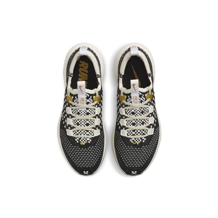 Nike React Escape Run Flyknit Women's Road Running Shoes Black Sail White Metallic Vivid Gold DC4269-002