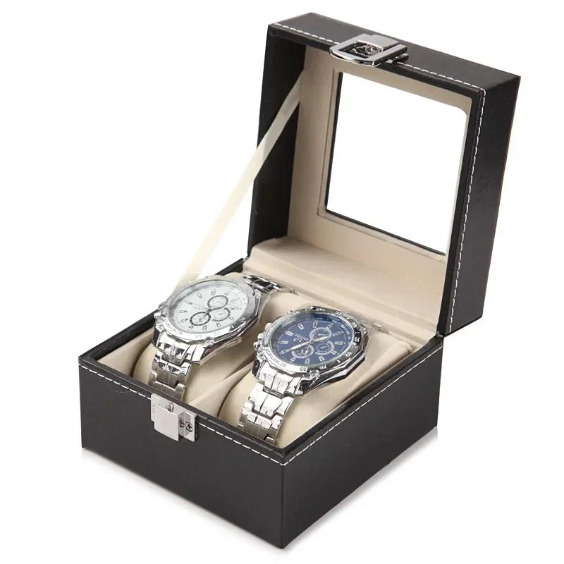 Watch Organizer Storage Boxes for Travel Watches Pu Leather Glass Case Display Multi-Purpose Storage Box for Watch and Jewelry