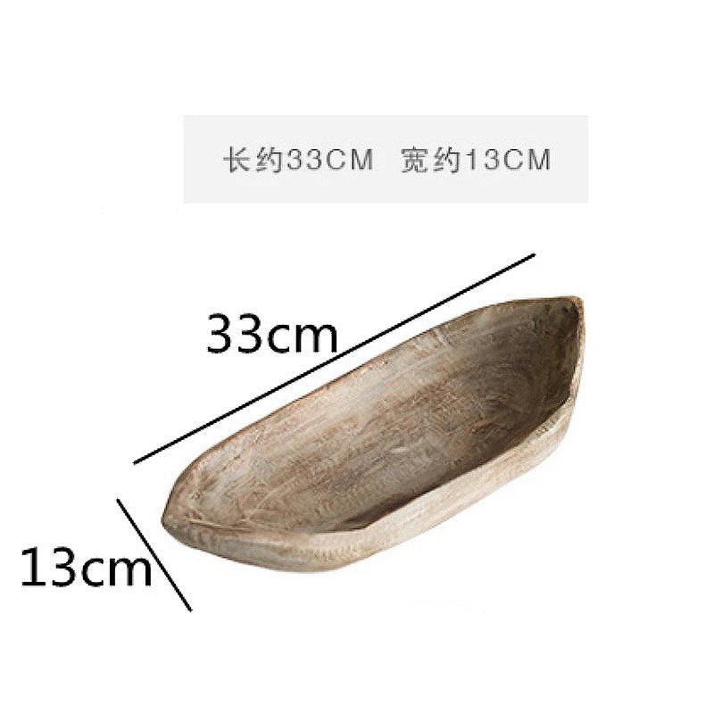 Paulownia Wooden Boat Type Fruit Tray Homestay Natural Village Decorate Retro Old Living Room Solid Wood Candy Plate Snack Plate
