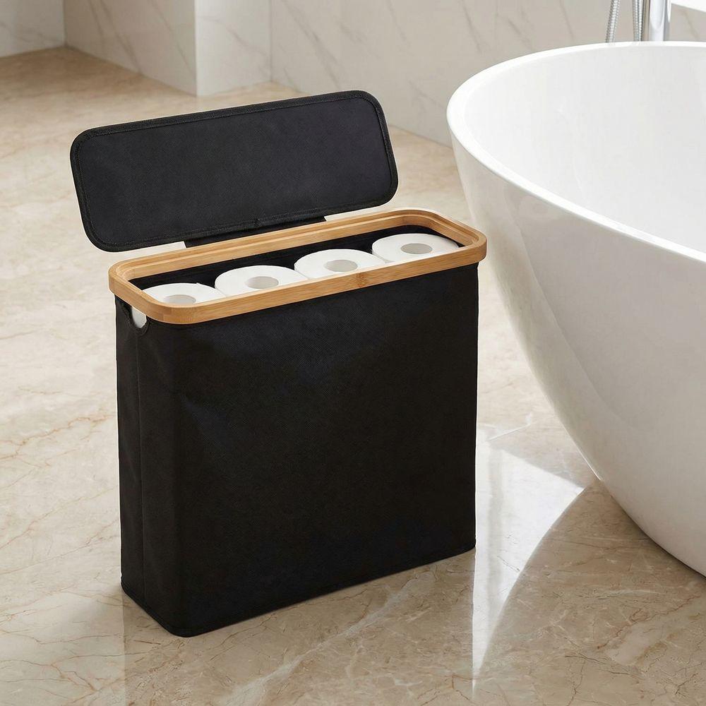 Large Capacity Toilet Paper Storage Basket Folding Waterproof Toilet Paper Holder with Lid Oxford Cloth Bathroom Storage Box