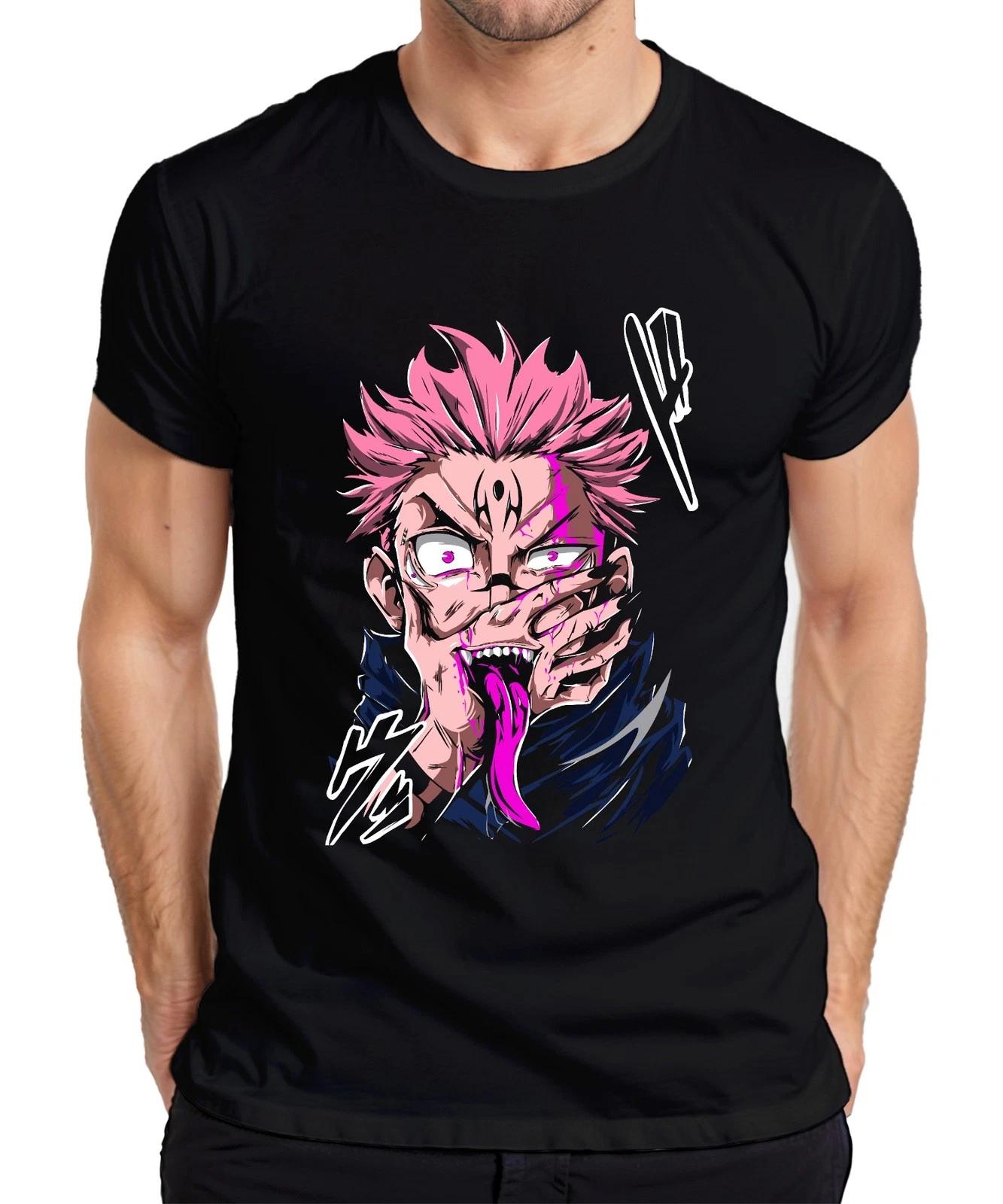 Anime Demon Pink Hair Anime Aesthetic Tongue Catches Horror Halloween Mens T-Shirt- S