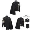 Medieval Renaissance Mens Black Long Robe With Cloak For Formal Events