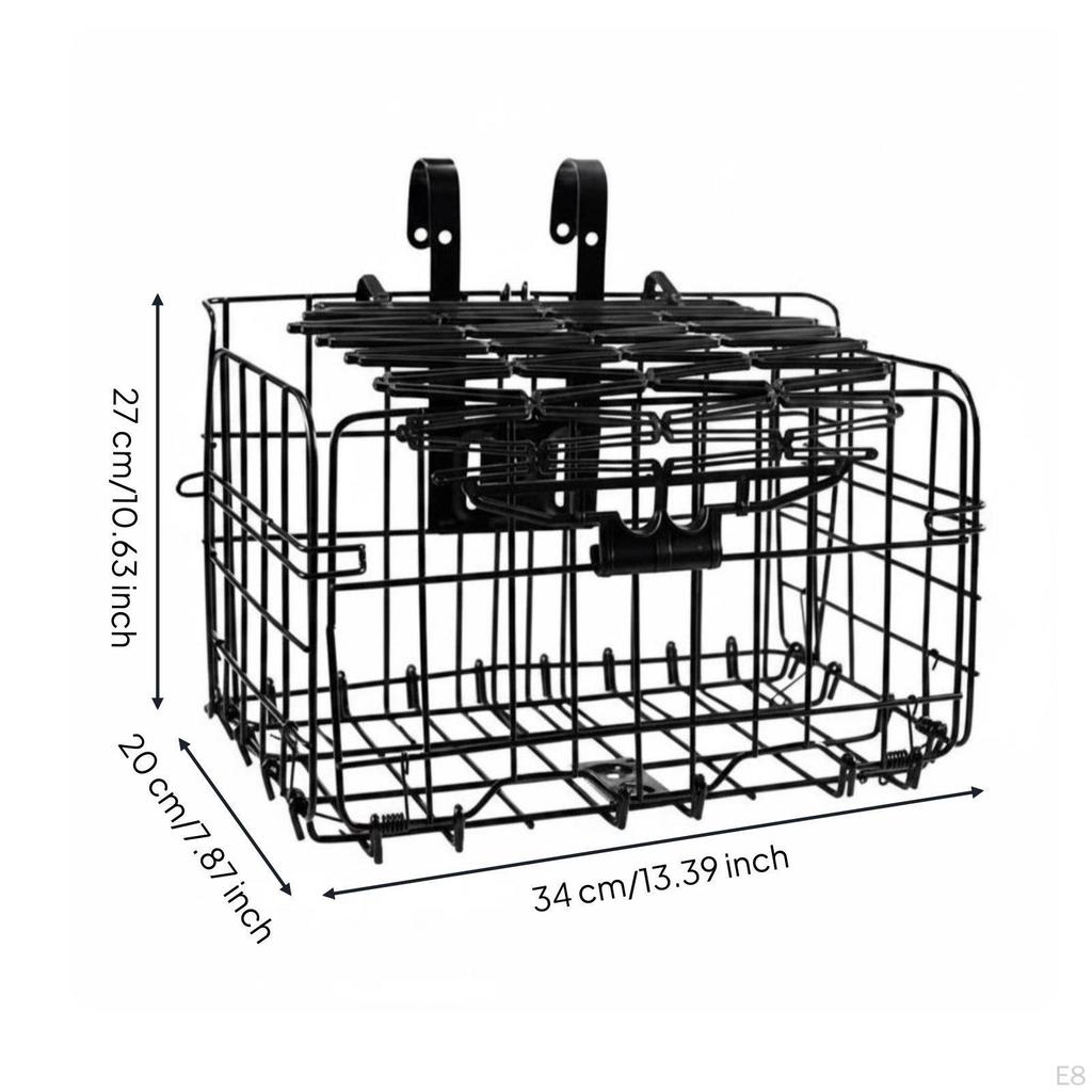 Front Bike Basket Reinforced Hook Design Black Normal