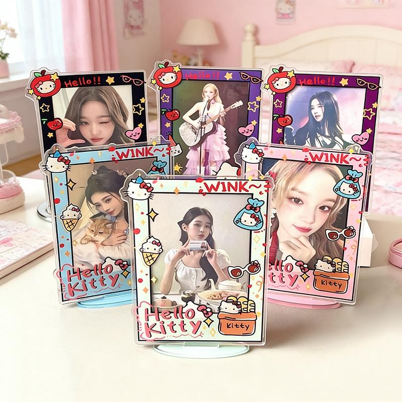 3inch Photocard Holder Hello Kitty Photo Binder Acrylic Photo Display Stand Desktop Ornament Home Decoration Photo Protector