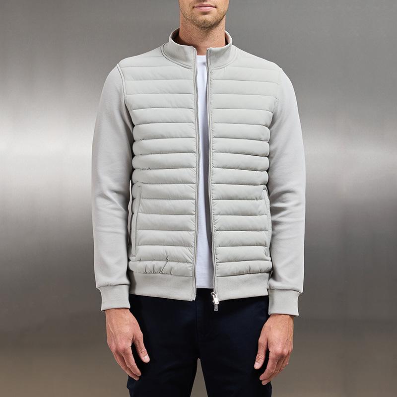 Men Stand Collar Quilted Jacket Knit