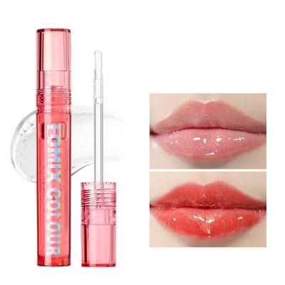 Kristallklarer Lipgloss, wasserglänzende Spiegel-Schmollenlippen, Lippenbasis, transparente Streifen, feines Glitzer-Lippenöl für Frauen