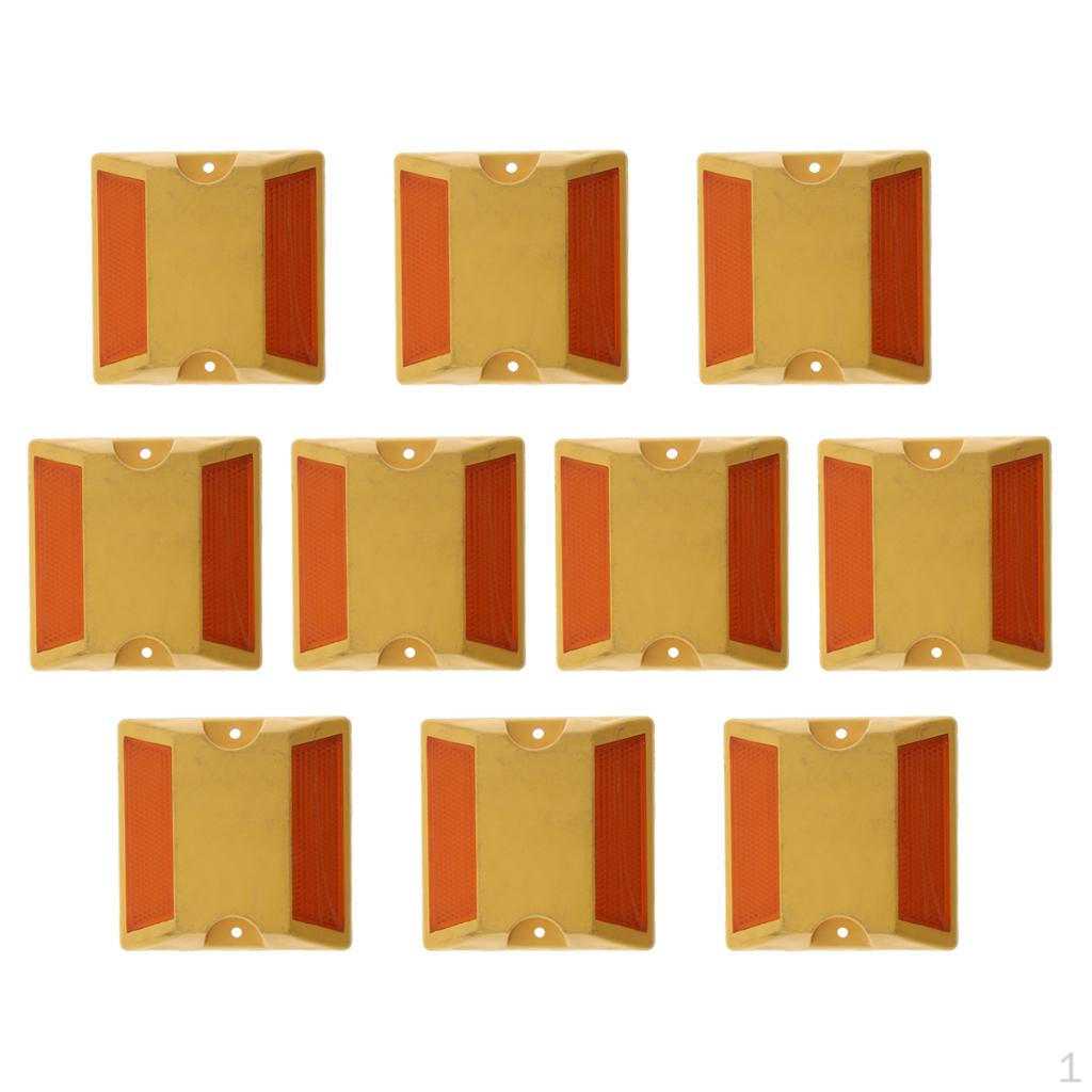 

Commercial Road Highway Pavement Marker Reflector , Yellow, 10Pcs