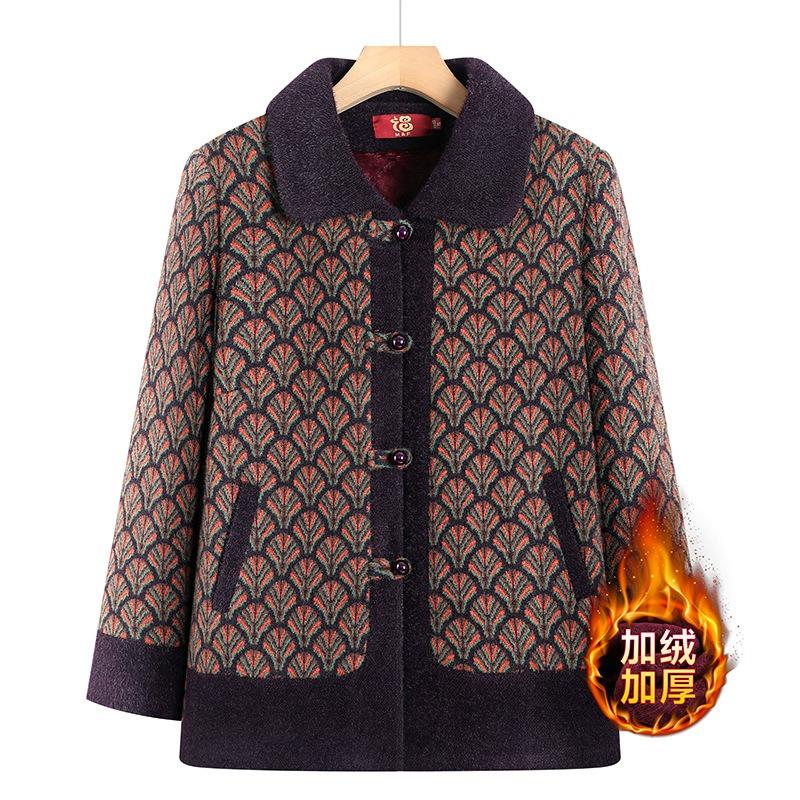 

Бабушкино зимнее пальто женское среднего и пожилого возраста бархатное шерстяное мамино зимнее пальто темперамент осень и зима одежда для пожилых 5XL [recommended 150-80kg] фиолетовый