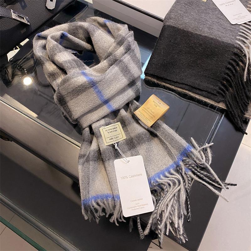 100% Pure Cashmere Scarf Female Winter Warm Cashmere Shawl Checkerboard Grain Design Couple Accessory Premium Windproof Scarf