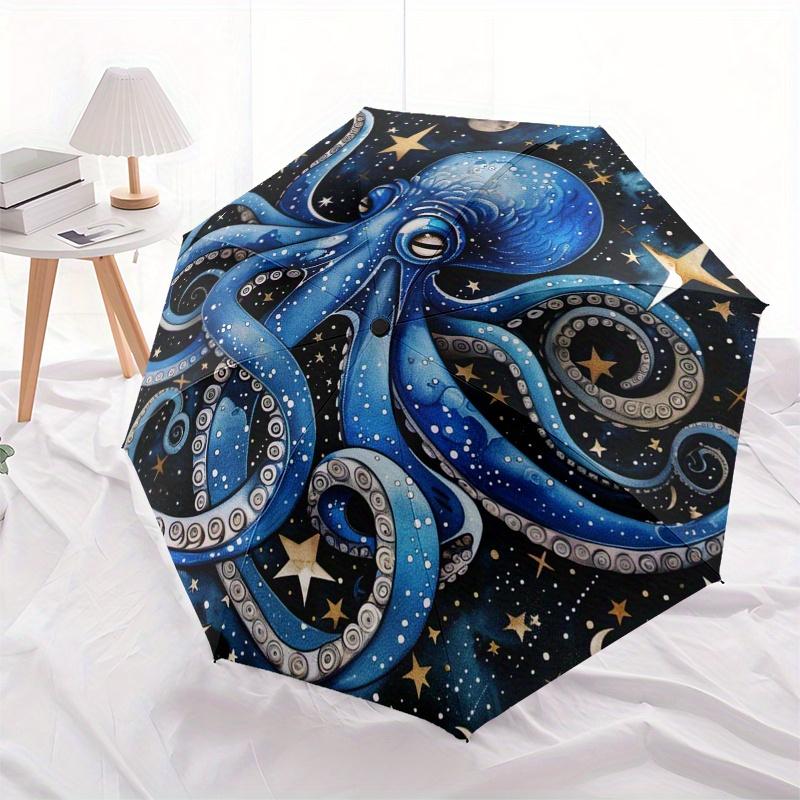 Galactic Octopus: Celestial Art PrintUmbrella, Portable 3-Fold Compact Umbrella,Christmas Gift ES540