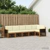 Outdoor Sofa Set with Cushions 6 Pcs Natural and Cream Polyester