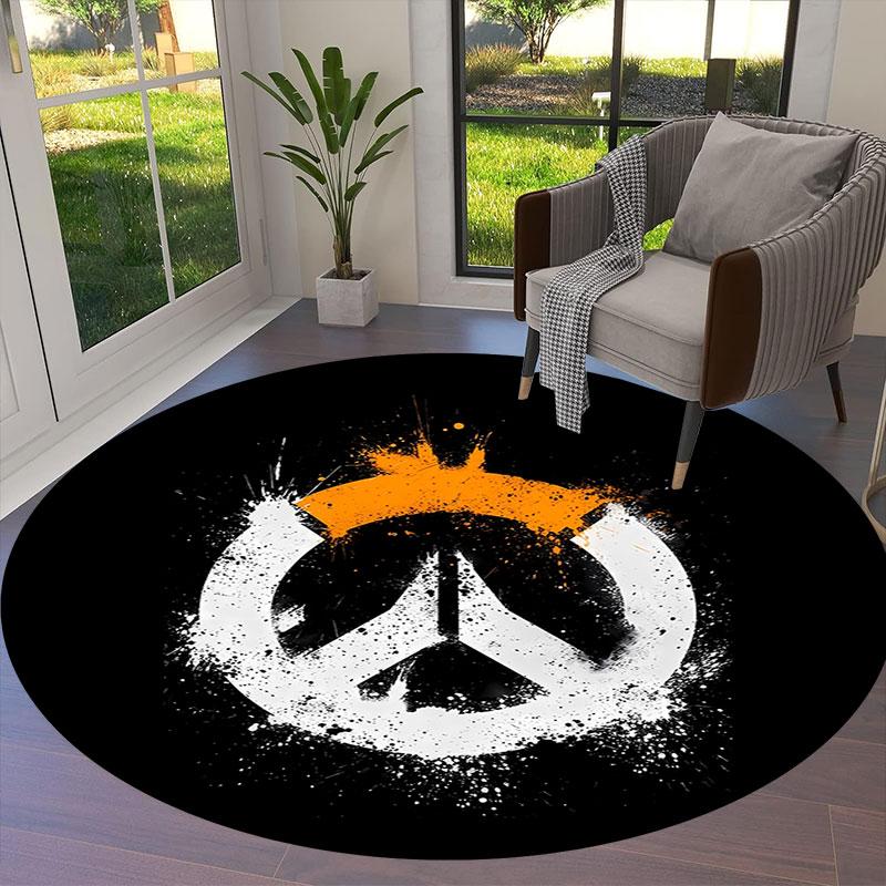Overwatch Round Area Rug,Carpet Rug for Living Room Bedroom Sofa Playroom Decor,Non-slip Floor Mat