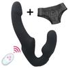 Strapless Female Strapon Dildo Vibrator 10 Speeds Double Vibrating G Spot Adult Sex Toys For Women Couple Anal Prostate Massager