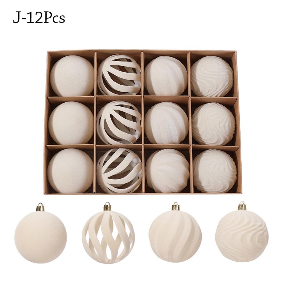 9/12/30 Pcs/set flannel Christmas Ball Set Hollow-out 6/8cm Xmas Tree Hanging Pendant Hanging Red Christmas Decorations