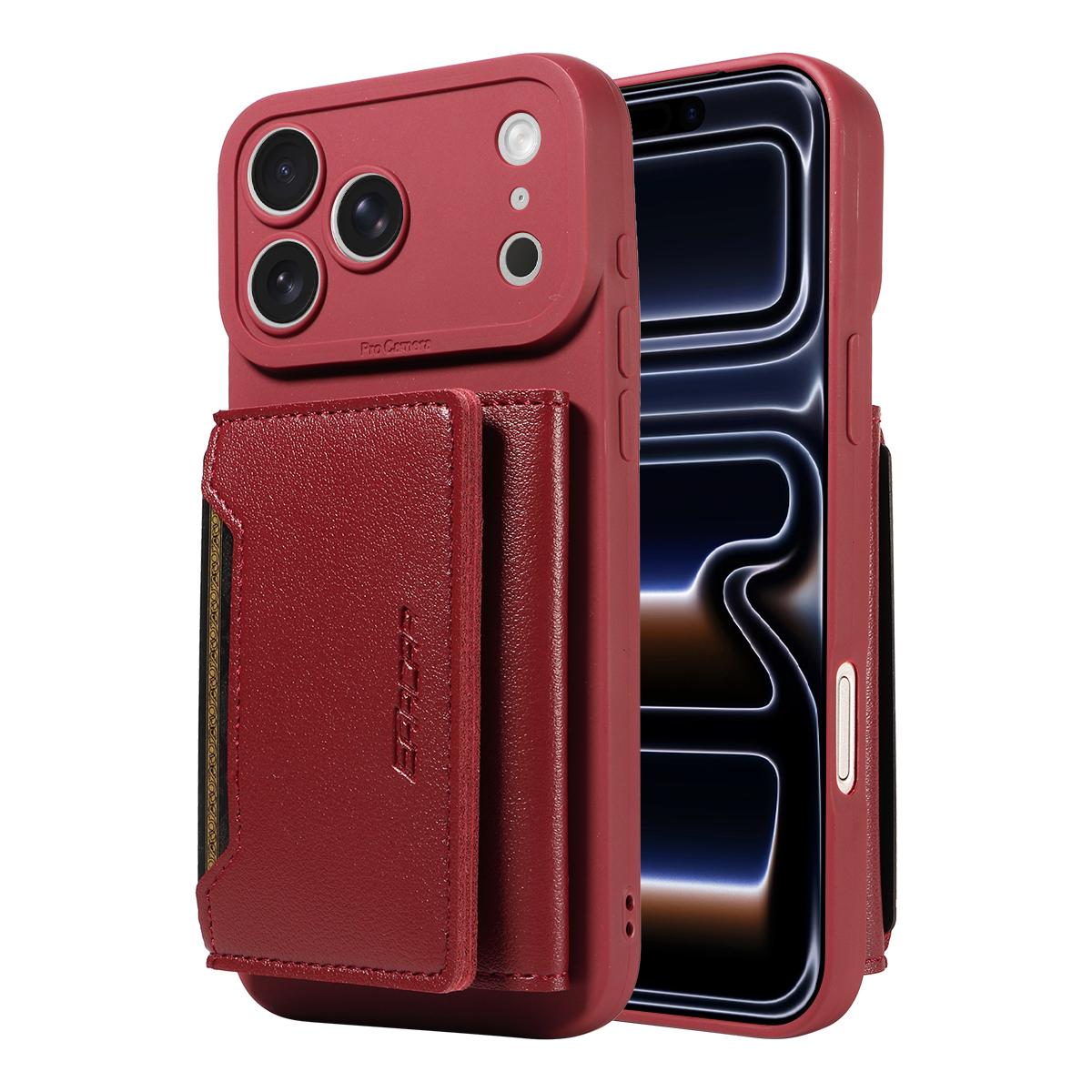 

Faux Leather Phone Case for IPhone 17 16 15 14 13 12 11 E Pro Max Plus Mini Bracket Multi-card Slot Shockproof Protective Cover iPhone 12 mini кларет