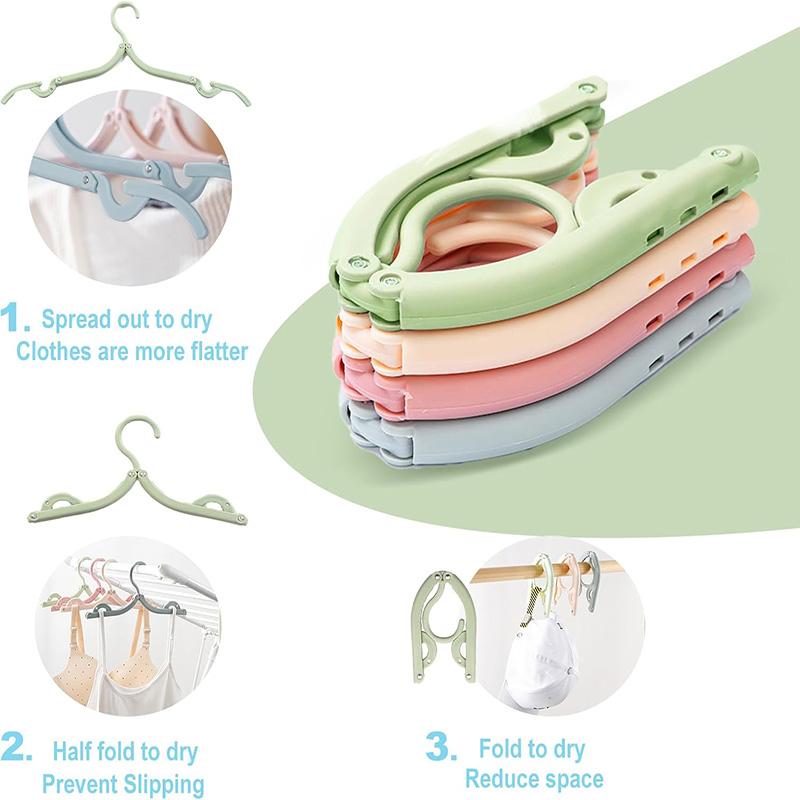 4 Colors Travel Hangers Set 4/8Pcs Folding Clothes Hangers Portable Plastic Clothes Hanger Set Multi-functional Hanging Rack