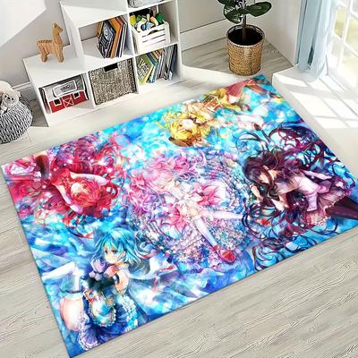 Tapis Anime Cartoon Puella Magi Madoka Magica pour Chambre à Coucher Salon Canapé Maison Paillasson Décoration, Grand Tapis de Sol Antidérapant pour Enfants