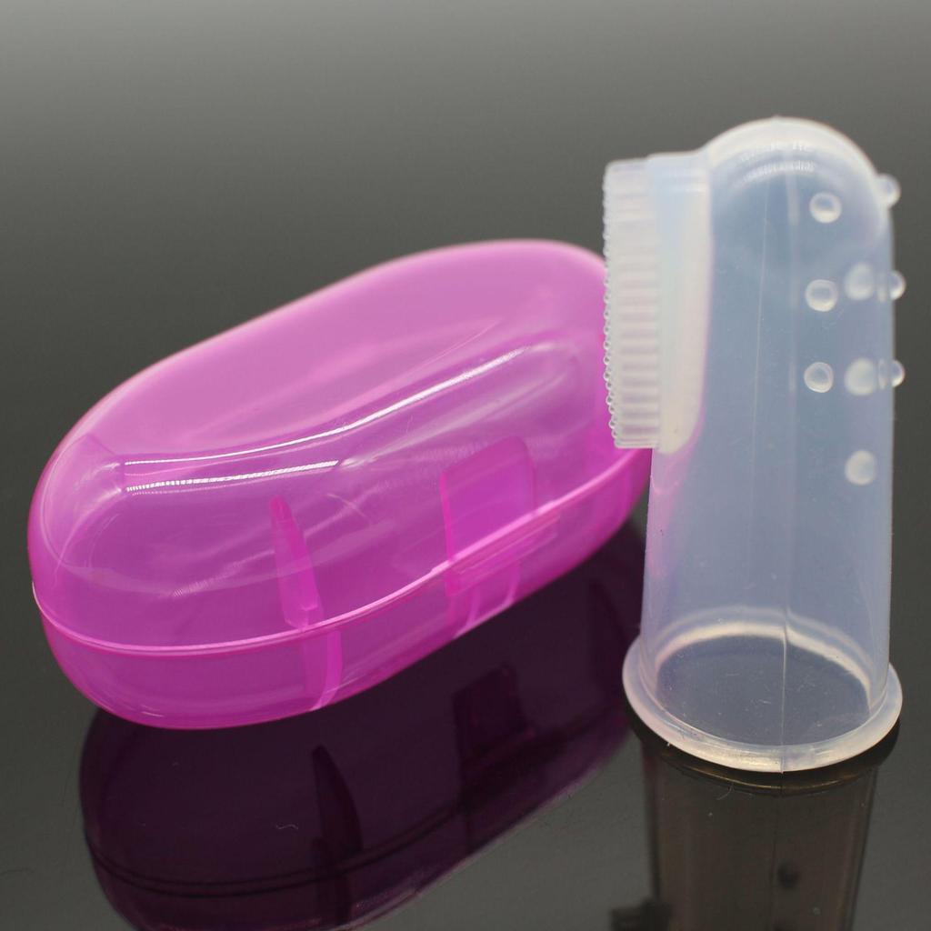 Mjuk Silikon Baby Finger Tandborste & Tungskrapa