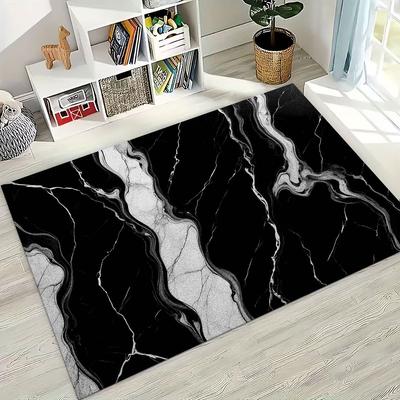 2026 Luxurious Marble Black Green Gold Colorful Stone Texture Rug for Bedroom Living Room Sofa Home Doormat Decor,Non-slip Mat