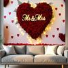 Mr & Mrs Wedding Backdrop with Red Rose Heart Design,Photo Background,Wall Decor,Party Supplies,Anniversary Backdrop,Reusable Wedding Decor