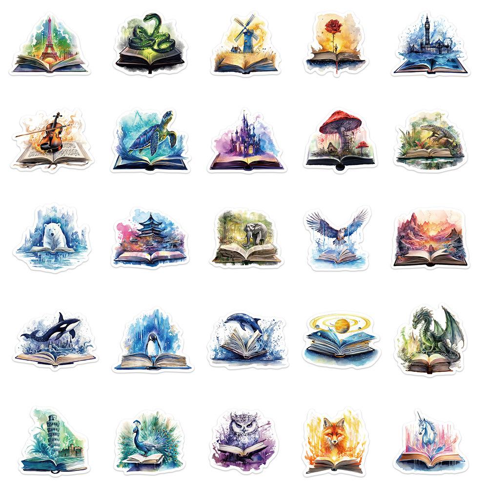 50Pcs Vintage Cute Witch Magic World Stickers Aesthetic Magic Book Graffiti Stickers for DIY Luggage Laptop Skateboard Motorcycle Bicycle Stickers