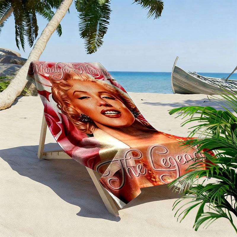 Marilyn Monroe Print Beach Towel, Large Soft Quick Dry Towel for Beach Camping Swimming