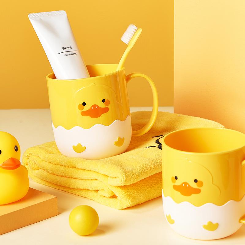 New Thickened Cartoon Chick Toothbrush Cup - Cute Yellow Duck Design for Students