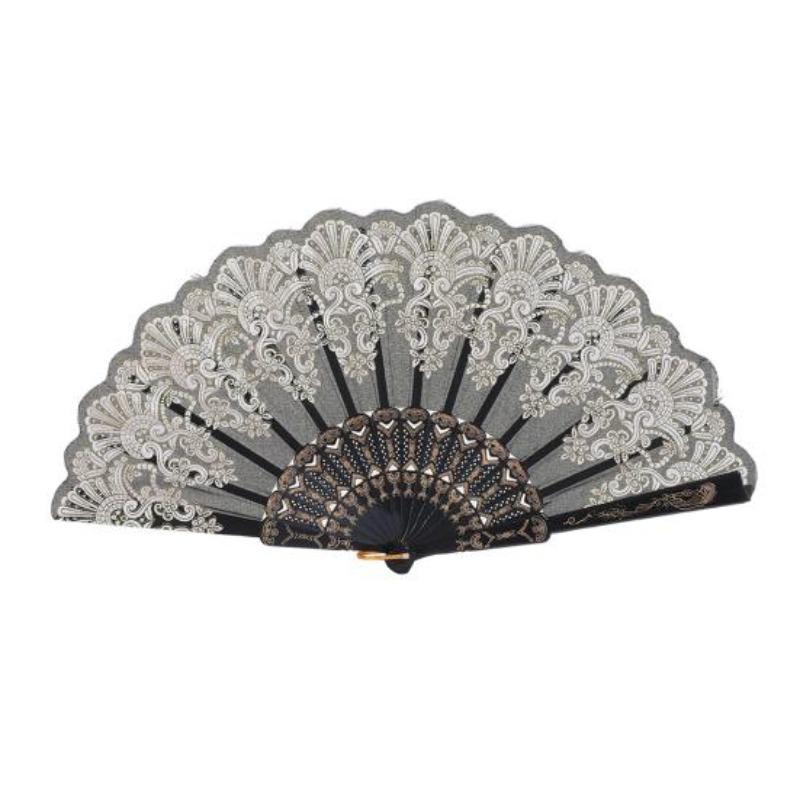Vintage Folding Fan Carved Plastic Ribs Hand Fan Portable Summer Cooling Fan Wedding Dance Party Performance Supplies