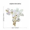 Elegant Flower Pearl Brooch Gold Tone Shell Petal Lapel Pin For Women Suit Coat Dress Jewelry Gift