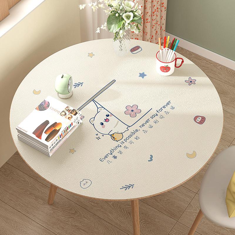 Small Round Coffee Table Tablecloth Waterproof, Oil-Proof, Wash-Free And Anti-Scalding Desktop Leather Dining Table Mat Household Large Round